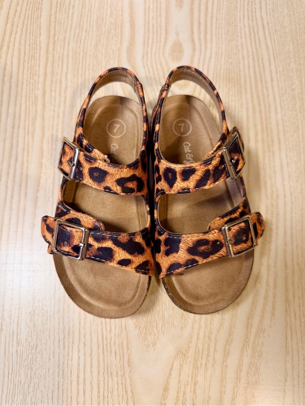 Cat & Jack Brown Leopard Print Toddler Sandals Size 7C